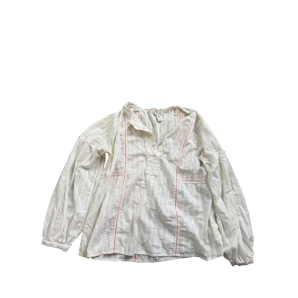 Sundance White Embroidered Peasant Blouse Size L Boho Romantic Cottagecore